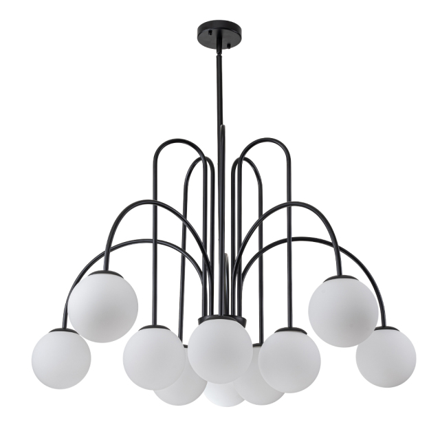 10-Light Contemporary Modern Sputnik Sphere Milky Glass Shades Chandelier for Living Room/ Dining Room/ Kitchen