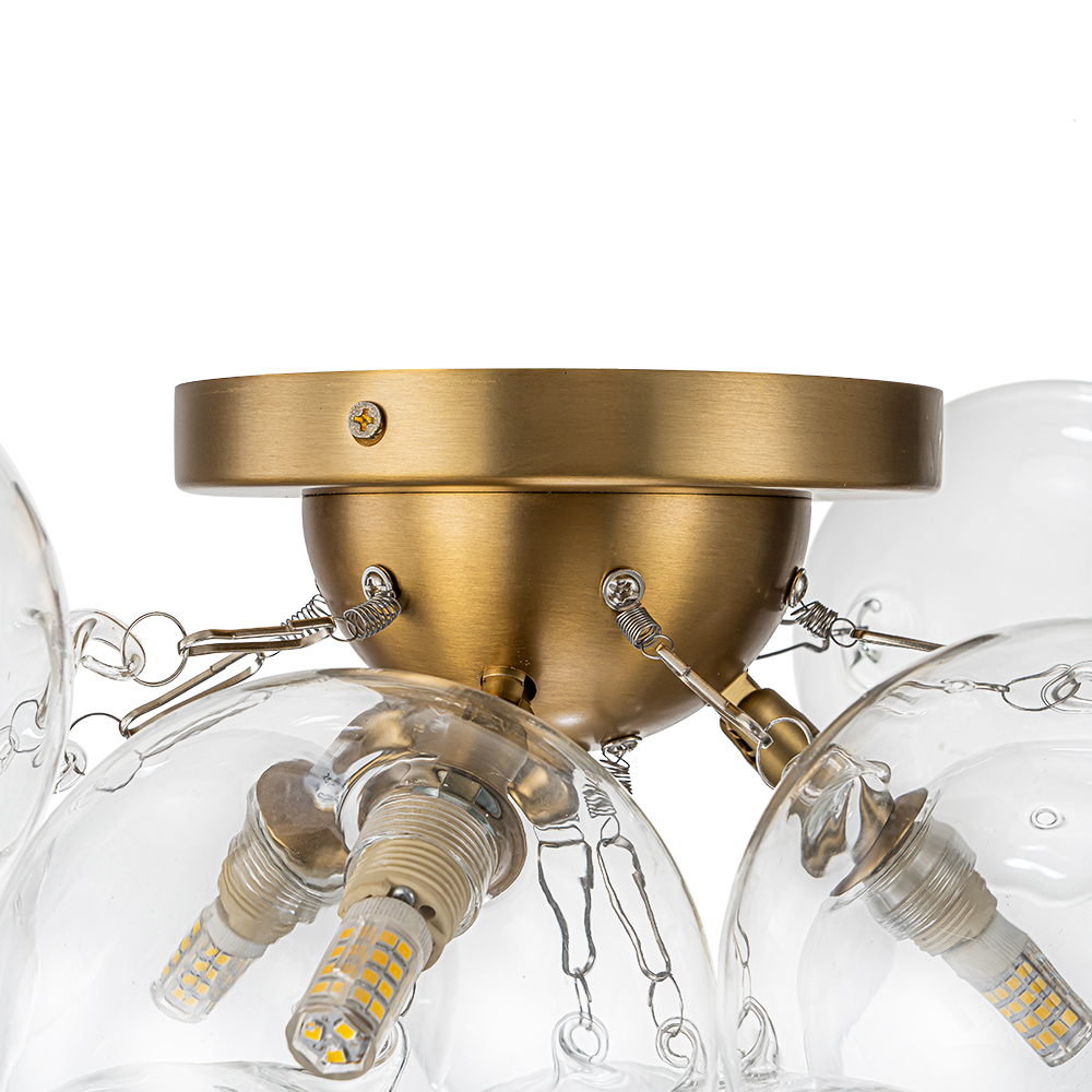 Modern Clear Glass Bubble Ceiling Chandelier Glass Cluster Semi Flush Mount for Living Room Dining Room Bedroom