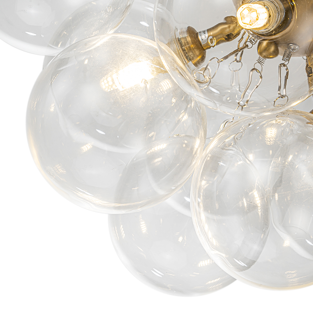 Modern Clear Glass Bubble Ceiling Chandelier Glass Cluster Semi Flush Mount for Living Room Dining Room Bedroom