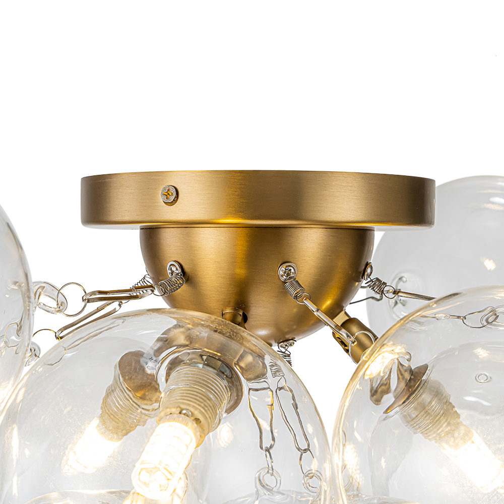 Modern Clear Glass Bubble Ceiling Chandelier Glass Cluster Semi Flush Mount for Living Room Dining Room Bedroom