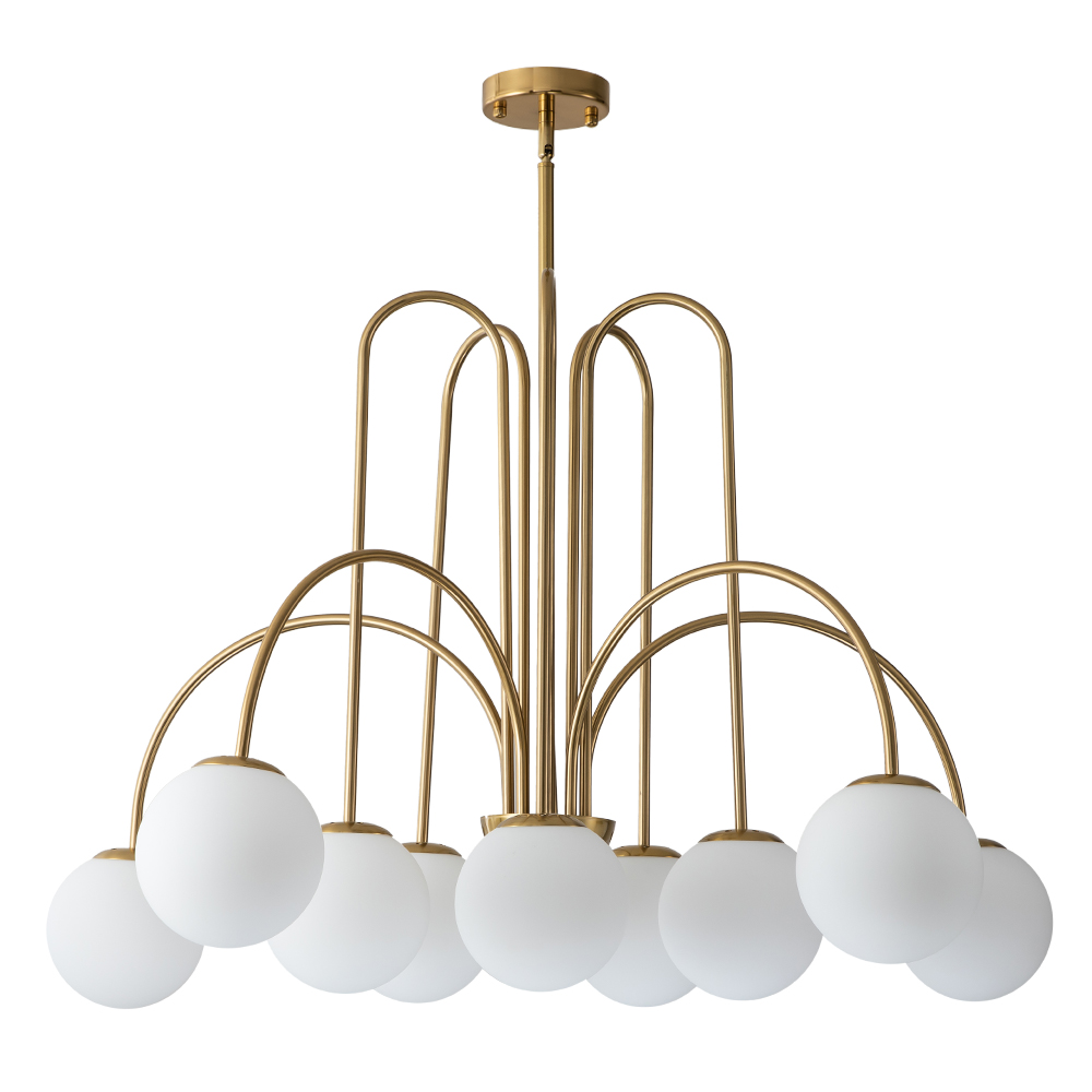 10-Light Contemporary Modern Sputnik Sphere Milky Glass Shades Chandelier for Living Room/ Dining Room/ Kitchen