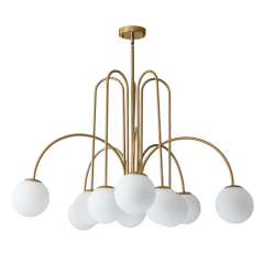 10-Light Contemporary Modern Sputnik Sphere Milky Glass Shades Chandelier for Living Room/ Dining Room/ Kitchen