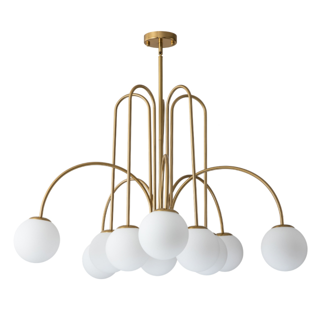 10-Light Contemporary Modern Sputnik Sphere Milky Glass Shades Chandelier for Living Room/ Dining Room/ Kitchen