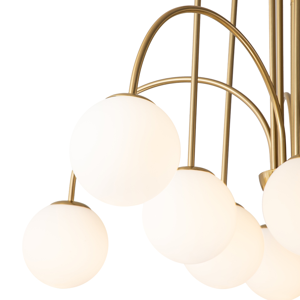 10-Light Contemporary Modern Sputnik Sphere Milky Glass Shades Chandelier for Living Room/ Dining Room/ Kitchen