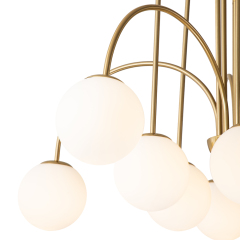 10-Light Contemporary Modern Sputnik Sphere Milky Glass Shades Chandelier for Living Room/ Dining Room/ Kitchen