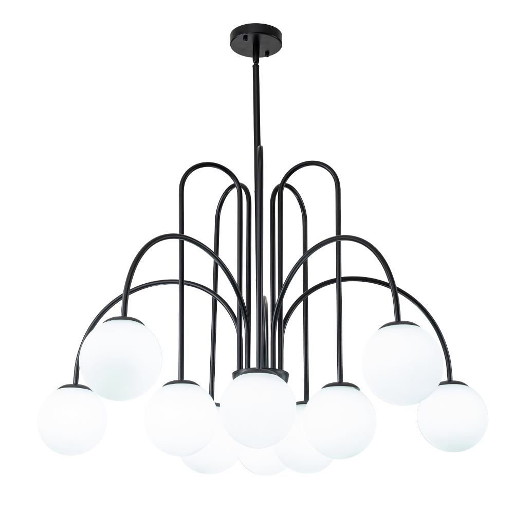 10-Light Contemporary Modern Sputnik Sphere Milky Glass Shades Chandelier for Living Room/ Dining Room/ Kitchen