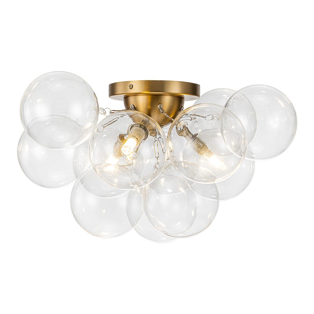 Modern Clear Glass Bubble Ceiling Chandelier Glass Cluster Semi Flush Mount for Living Room Dining Room Bedroom