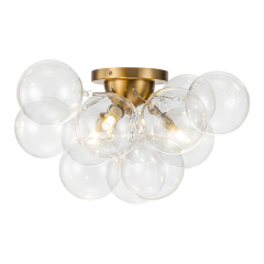 Modern Clear Glass Bubble Ceiling Chandelier Glass Semi Flush Mount for Living Room Dining Room Bedroom