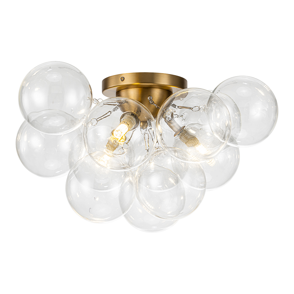 Modern Clear Glass Bubble Ceiling Chandelier Glass Cluster Semi Flush Mount for Living Room Dining Room Bedroom