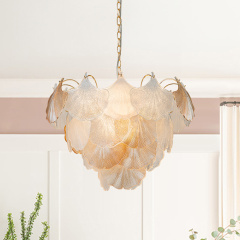 Designer Modern Unique Ginkgo Leaf Chandelier Glass Shell Pendant for Living Room/ Dining Room/ Kitchen/ Entryway