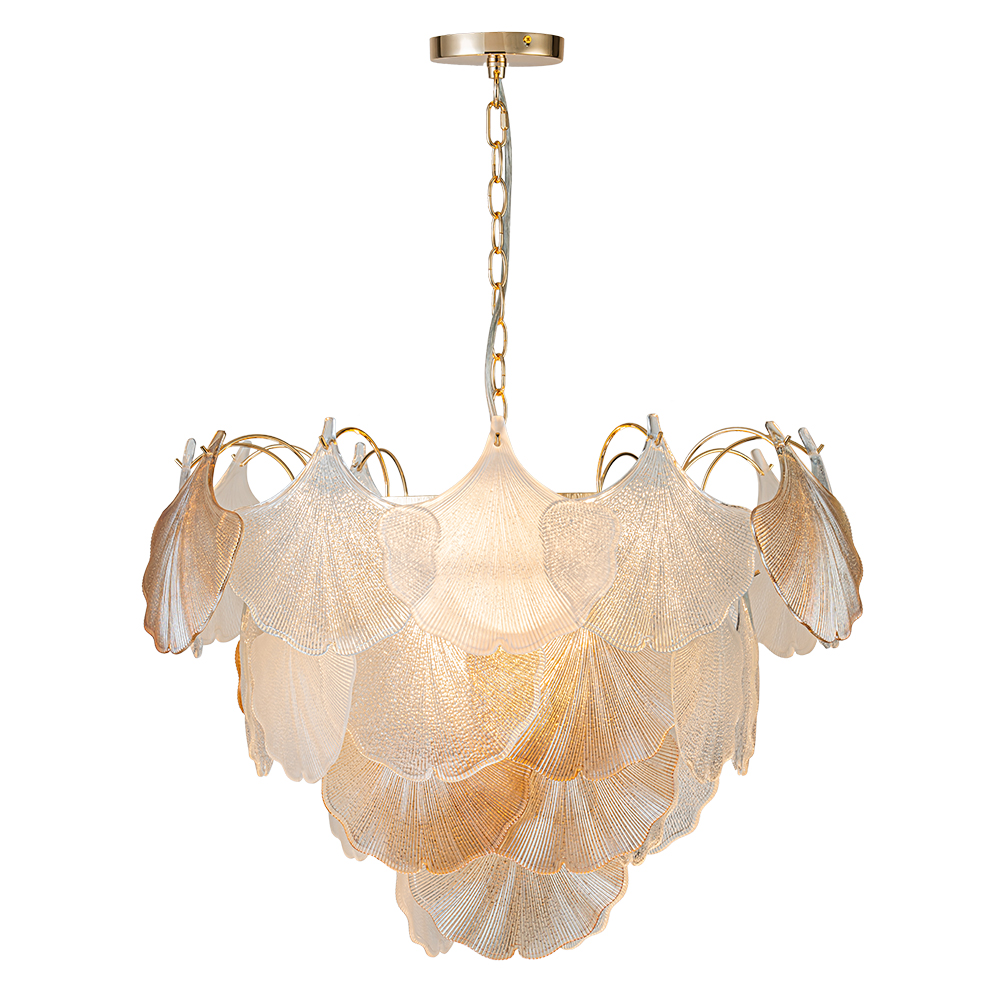 Designer Modern Unique Ginkgo Leaf Chandelier Glass Shell Pendant for Living Room/ Dining Room/ Kitchen/ Entryway