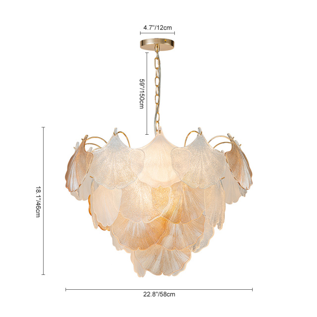 Designer Modern Unique Ginkgo Leaf Chandelier Glass Shell Pendant for Living Room/ Dining Room/ Kitchen/ Entryway