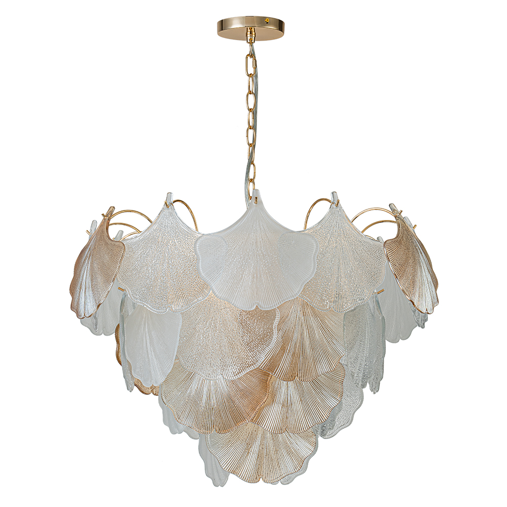 Designer Modern Unique Ginkgo Leaf Chandelier Glass Shell Pendant for Living Room/ Dining Room/ Kitchen/ Entryway