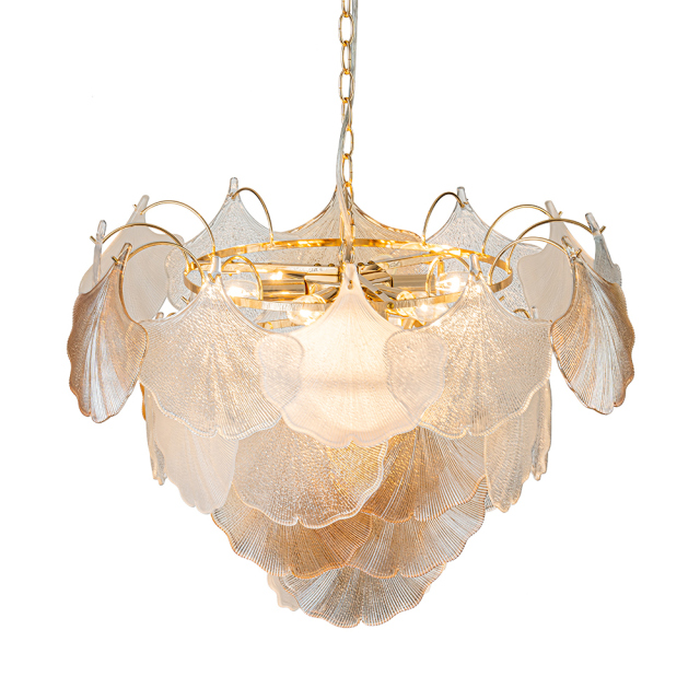 Designer Modern Unique Ginkgo Leaf Chandelier Glass Shell Pendant for Living Room/ Dining Room/ Kitchen/ Entryway