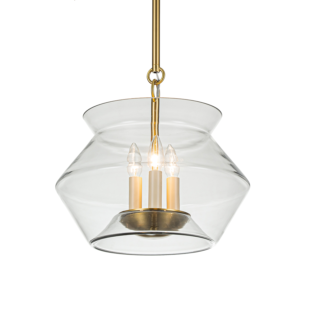 3-Light Modern Minimalist Bowl-Like Clear Glass Jar Pendant Light For Living Room/ Dining Room/ Kitchen