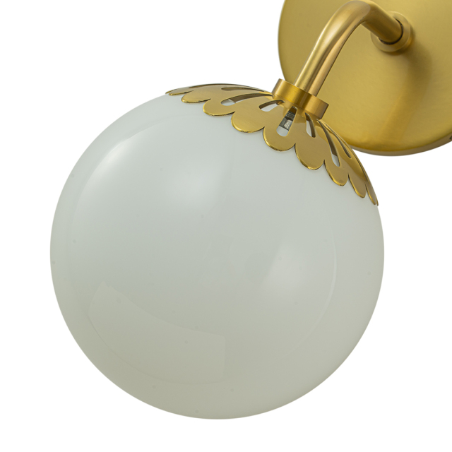 Minimalist Modern Polished Brass Opal Glass Globe Wall Sconces Wall Lights for Front Door/ Entryway/ Mirror/ Bathroom