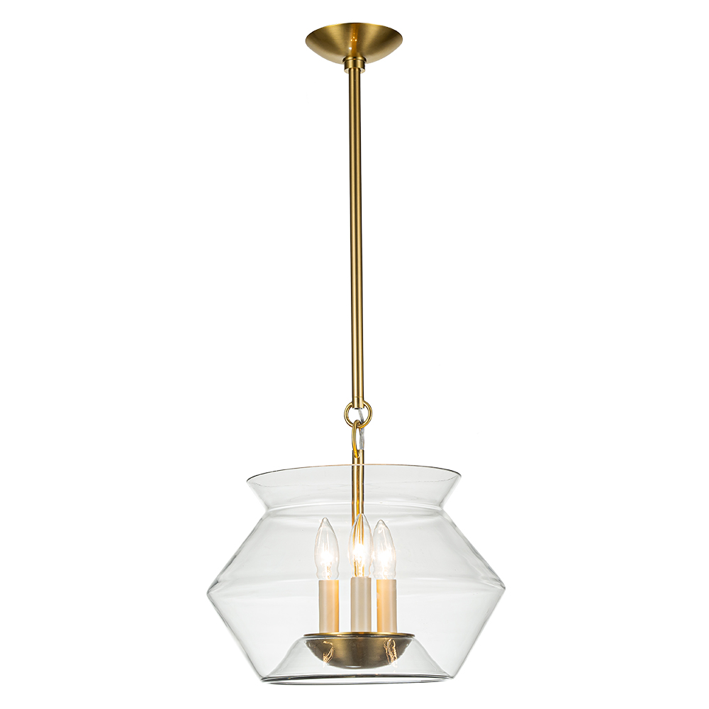 3-Light Modern Minimalist Bowl-Like Clear Glass Jar Pendant Light For Living Room/ Dining Room/ Kitchen