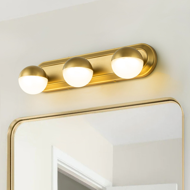 Modern Brushed Brass Spherical Geometry Wall Sconces Wall Lights Over Mirror Bathroom Vanity Light for Entryway/ Living Room/ Bedroom