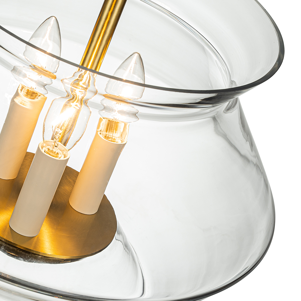 3-Light Modern Minimalist Bowl-Like Clear Glass Jar Pendant Light For Living Room/ Dining Room/ Kitchen