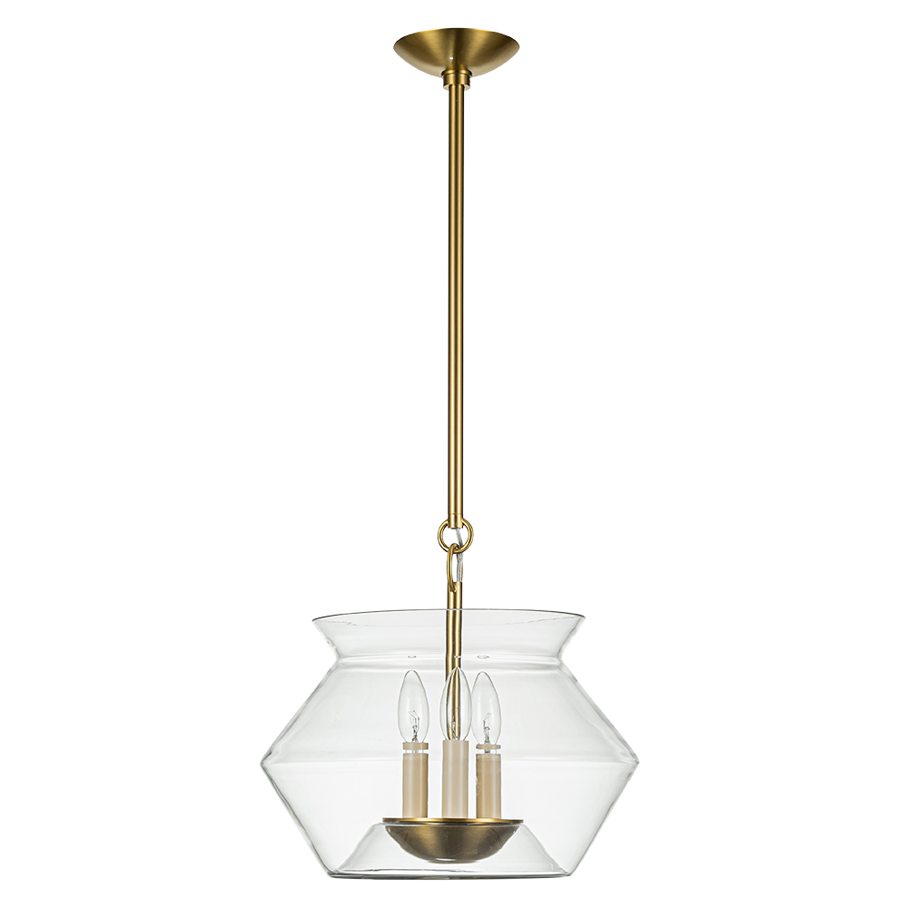 3-Light Modern Minimalist Bowl-Like Clear Glass Jar Pendant Light For Living Room/ Dining Room/ Kitchen