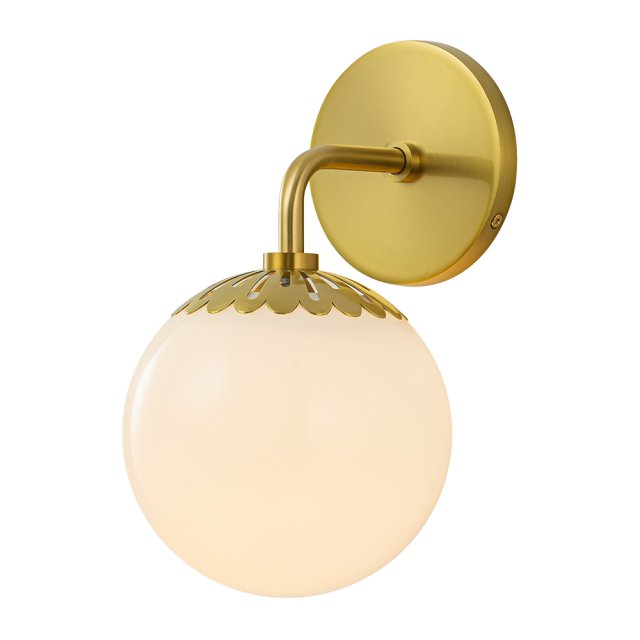 Minimalist Modern Polished Brass Opal Glass Globe Wall Sconces Wall Lights for Front Door/ Entryway/ Mirror/ Bathroom