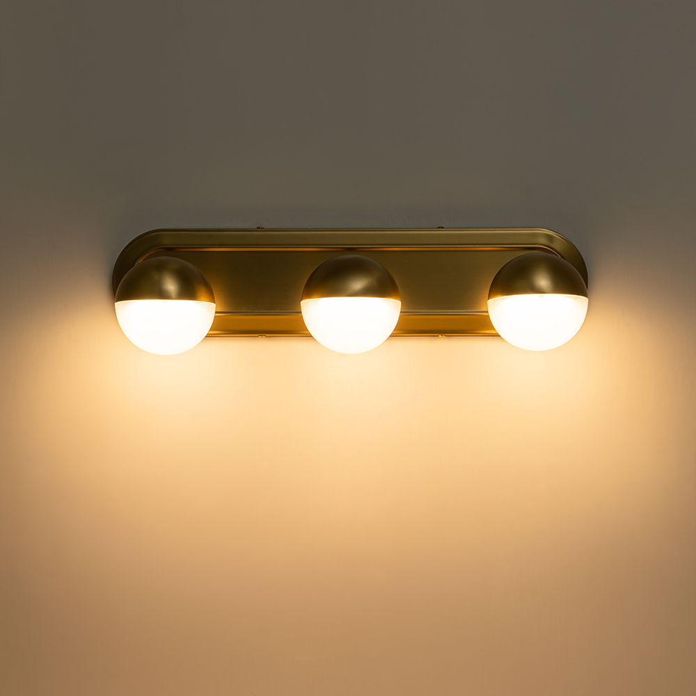 Modern Brushed Brass Spherical Geometry Wall Sconces Wall Lights Over Mirror Bathroom Vanity Light for Entryway/ Living Room/ Bedroom