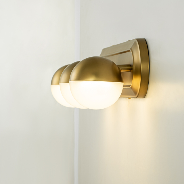 Modern Brushed Brass Spherical Geometry Wall Sconces Wall Lights Over Mirror Bathroom Vanity Light for Entryway/ Living Room/ Bedroom