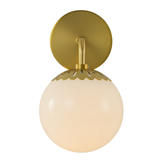 Minimalist Modern Polished Brass Opal Glass Globe Wall Sconces Wall Lights for Front Door/ Entryway/ Mirror/ Bathroom