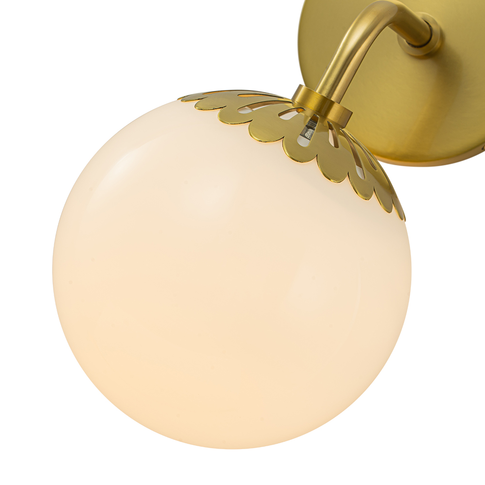 Minimalist Modern Polished Brass Opal Glass Globe Wall Sconces Wall Lights for Front Door/ Entryway/ Mirror/ Bathroom