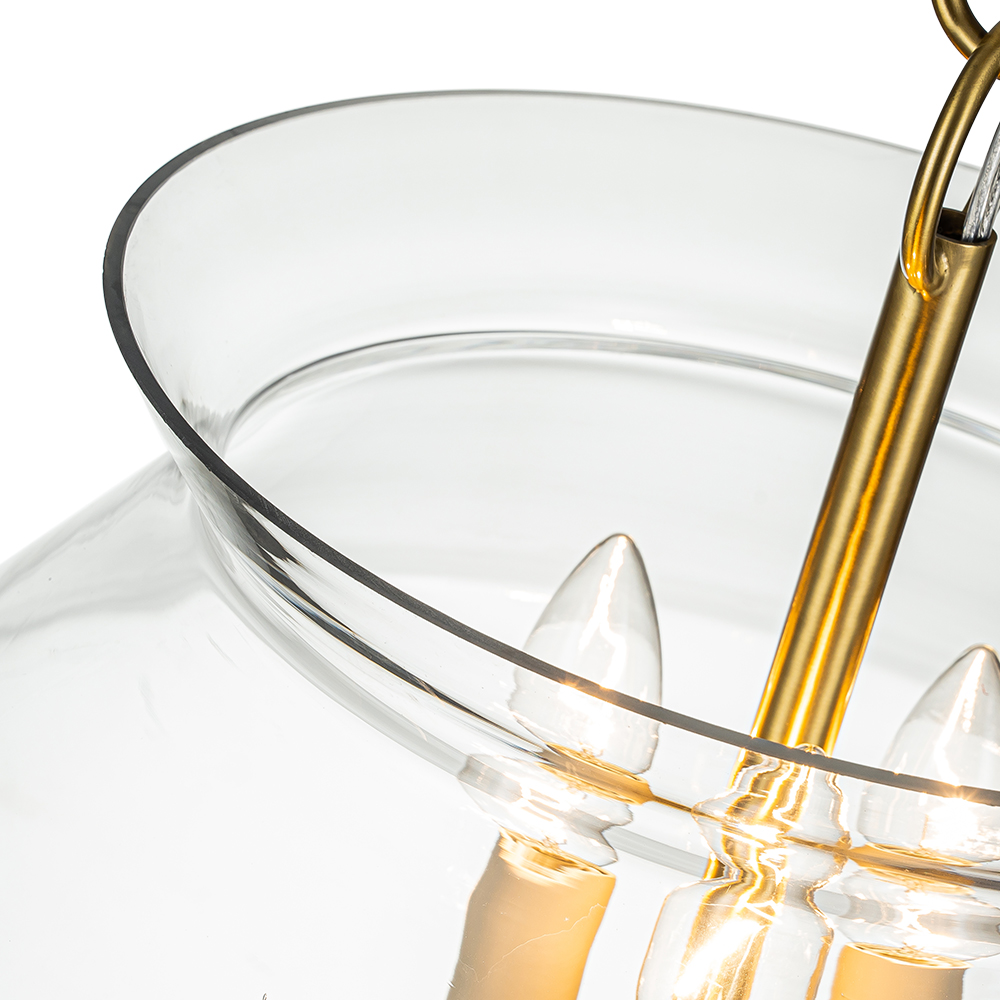 3-Light Modern Minimalist Bowl-Like Clear Glass Jar Pendant Light For Living Room/ Dining Room/ Kitchen