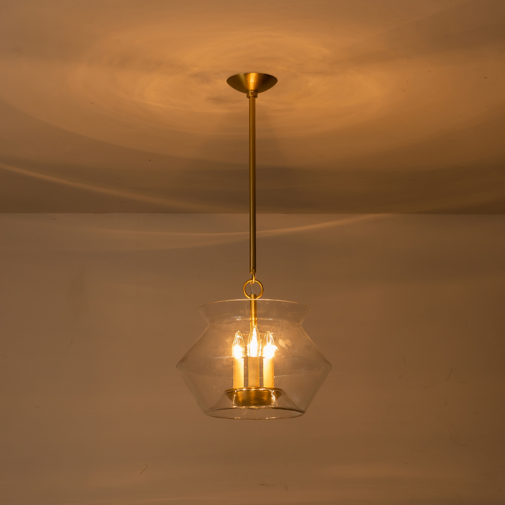 3-Light Modern Minimalist Bowl-Like Clear Glass Jar Pendant Light For Living Room/ Dining Room/ Kitchen