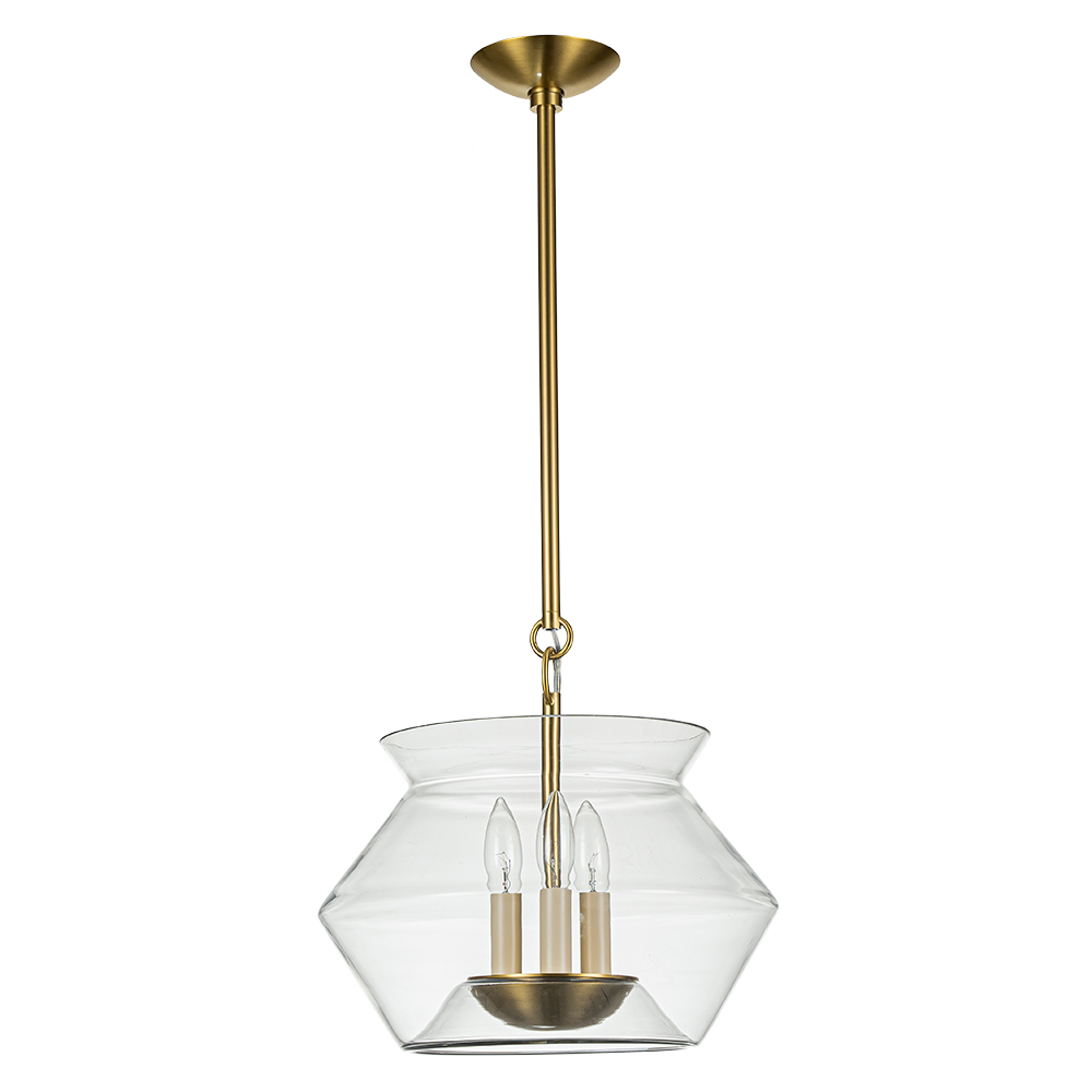 3-Light Modern Minimalist Bowl-Like Clear Glass Jar Pendant Light For Living Room/ Dining Room/ Kitchen