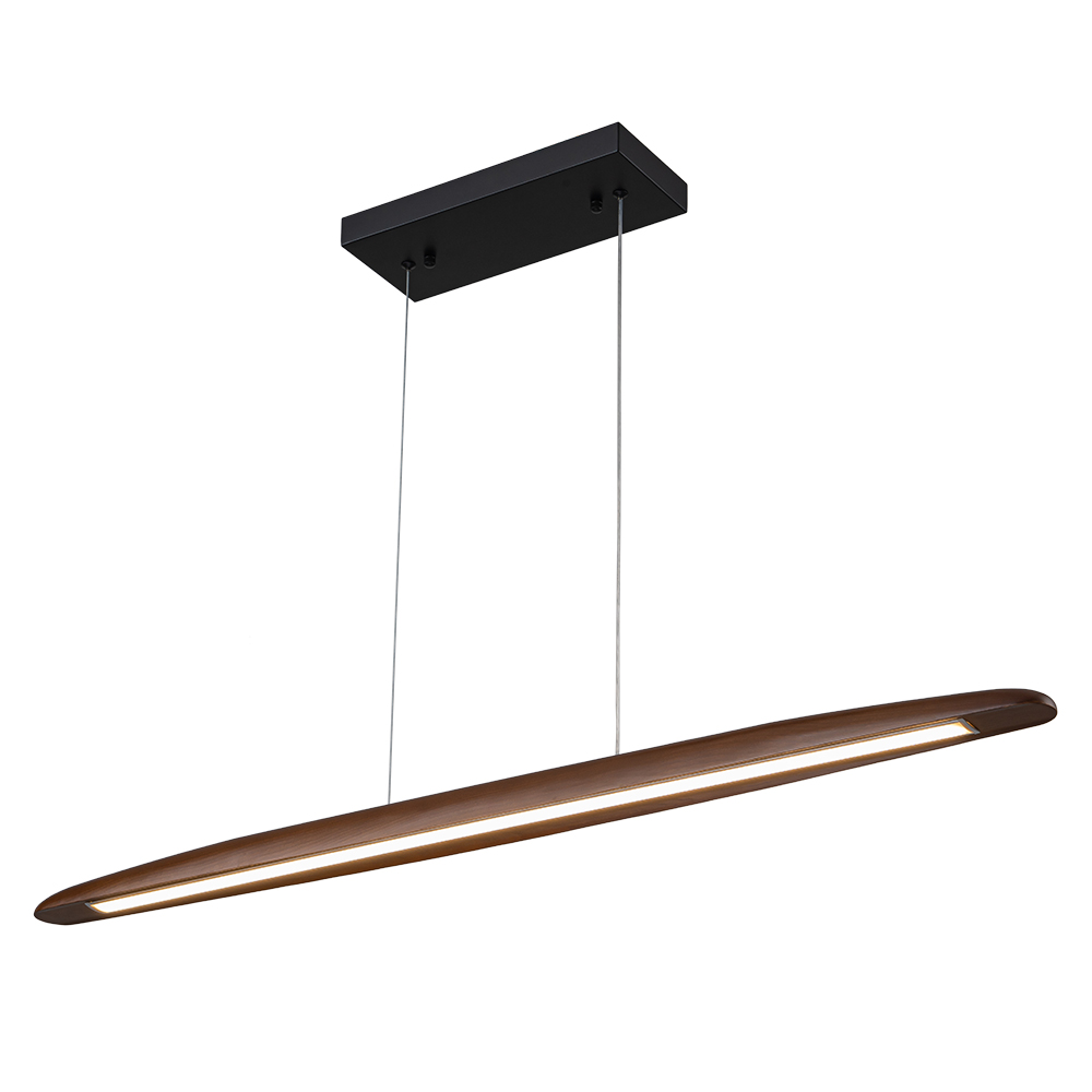 Dimmable Modern Farmhouse LED Walnut Pendant Light Vertical Linear Pendant Lamp for Living Room/ Dining Room/ Kitchen Island