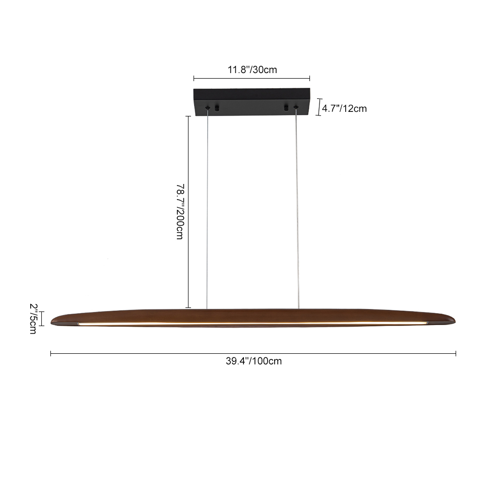 Dimmable Modern Farmhouse LED Walnut Pendant Light Vertical Linear Pendant Lamp for Living Room/ Dining Room/ Kitchen Island