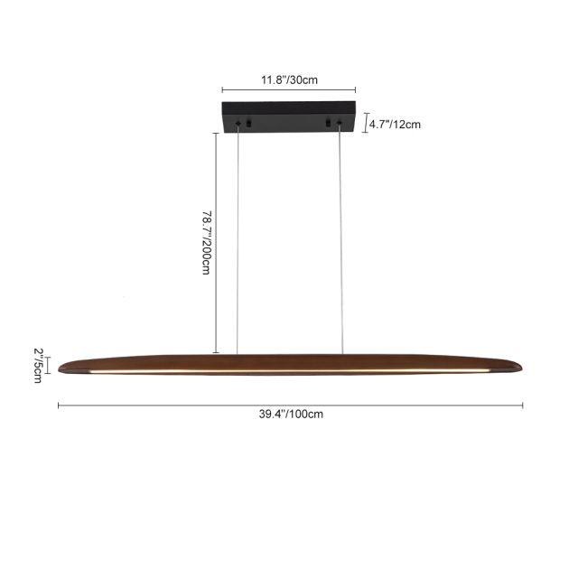 Dimmable Modern Farmhouse LED Wood Pendant Light Vertical Linear Pendant Lamp for Living Room/ Dining Room/ Kitchen Island