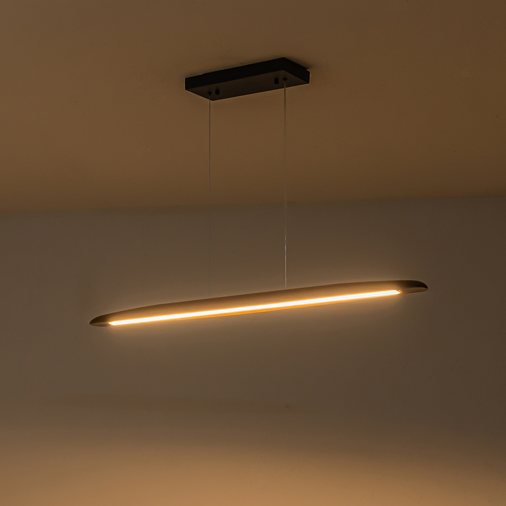 Dimmable Modern Farmhouse LED Walnut Pendant Light Vertical Linear Pendant Lamp for Living Room/ Dining Room/ Kitchen Island