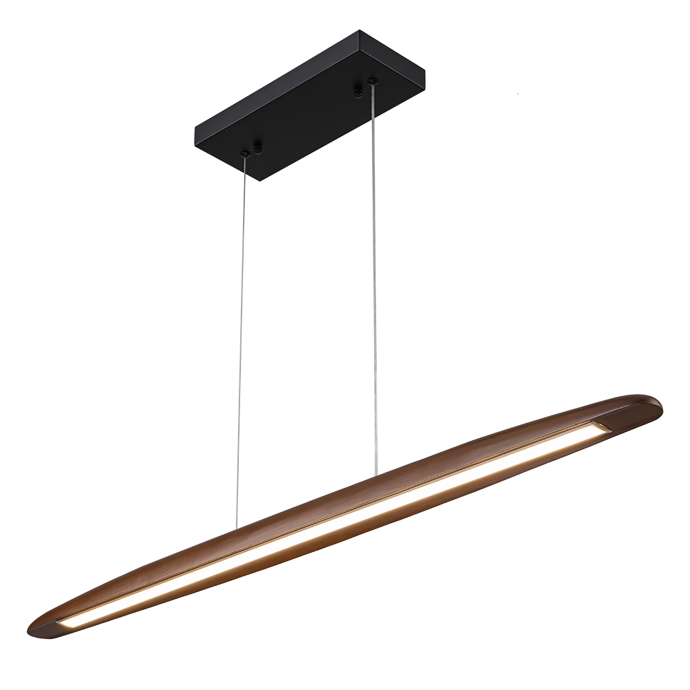 Dimmable Modern Farmhouse LED Walnut Pendant Light Vertical Linear Pendant Lamp for Living Room/ Dining Room/ Kitchen Island