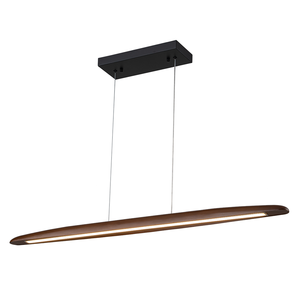 Dimmable Modern Farmhouse LED Walnut Pendant Light Vertical Linear Pendant Lamp for Living Room/ Dining Room/ Kitchen Island