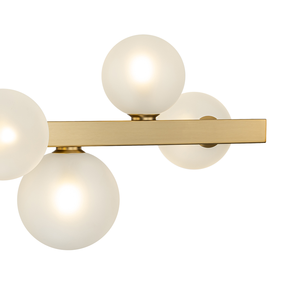 12-Light Modern Mid-century Linear Design Island Chandelier in Brass Bubble Hanging Light for Dining Table Kitchen Home Office