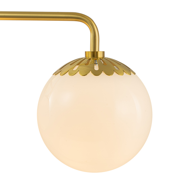 Minimalist Modern 3-Light Polished Brass Opal Glass Globe Wall Sconces Bathroom Vanity Light for Front Door/ Entryway/ Mirror