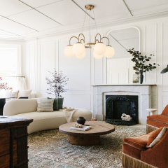 6-Light Mid-Century Modern Geometric Sputnik Bubble Chandelier with Circle Opal Globe for Living Room Dining Room Bedroom