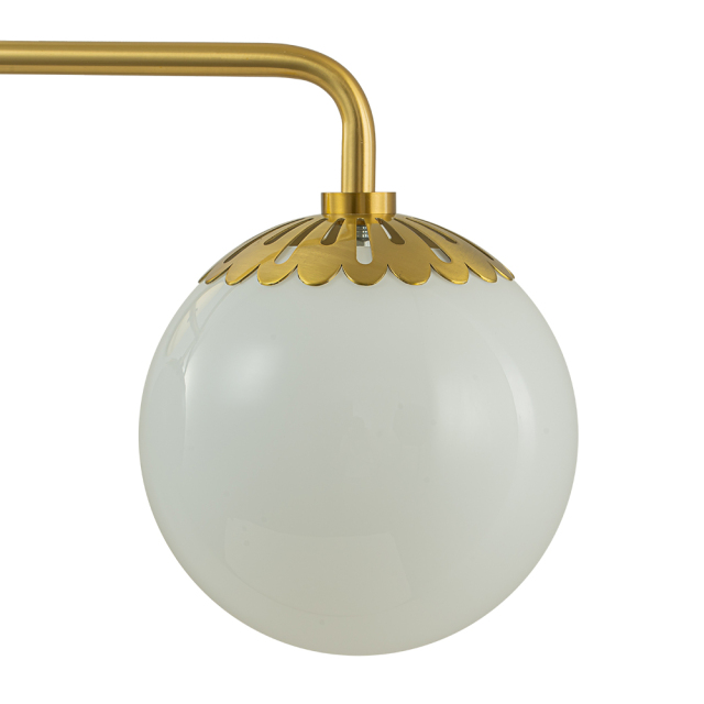 Minimalist Modern 3-Light Polished Brass Opal Glass Globe Wall Sconces Bathroom Vanity Light for Front Door/ Entryway/ Mirror