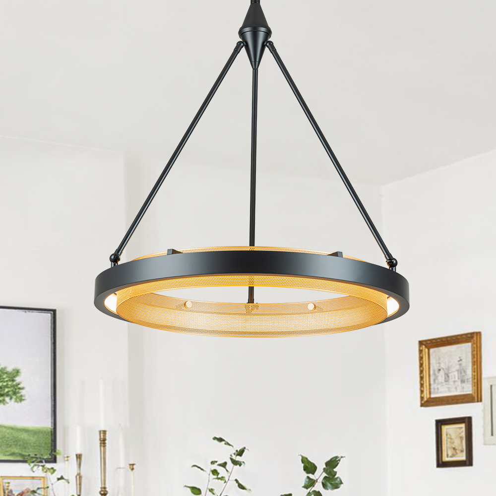 Dimmable Minimalist Modern Circular Round Shape LED Warm White Hollow Pendant Lighting for Living Room Hallway Home Office