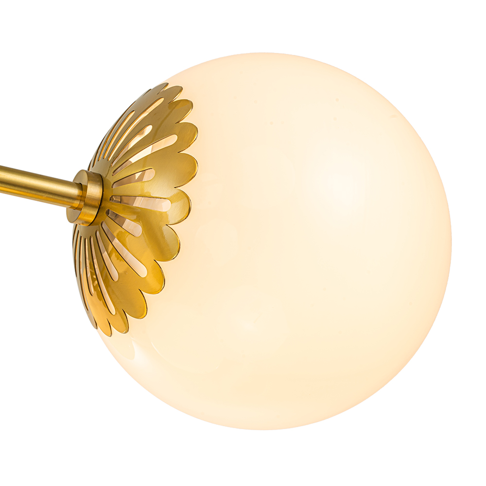 9-Light Modern Mid-Century Brass Two-Tier Sputnik Opal Globe Chandelier Light for Dining Room/ Living Room/ Bedroom