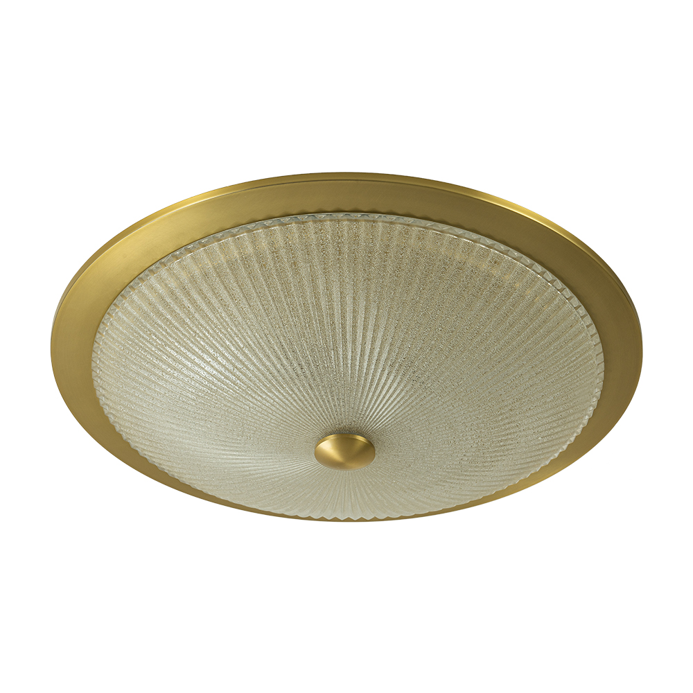 Modern Brass 4-Light Glass Bowl Flush Mount Ceiling Light with Ribbed Swirl Shade for Hallway Entryway Kitchen Bedroom Living Room