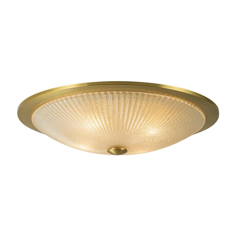 Modern Brass 4-Light Glass Bowl Flush Mount Ceiling Light with Ribbed Swirl Shade for Hallway Entryway Kitchen Bedroom Living Room