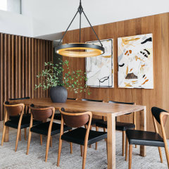 Dimmable Minimalist Modern Circular Round Shape LED Warm White Hollow Pendant Lighting for Living Room Hallway Home Office