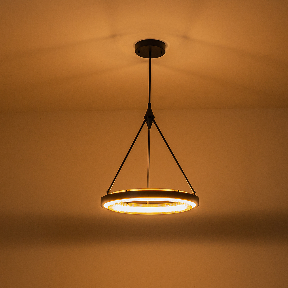 Dimmable Minimalist Modern Circular Round Shape LED Warm White Hollow Pendant Lighting for Living Room Hallway Home Office
