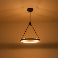 Dimmable Minimalist Modern Circular Round Shape LED Warm White Hollow Pendant Lighting for Living Room Hallway Home Office