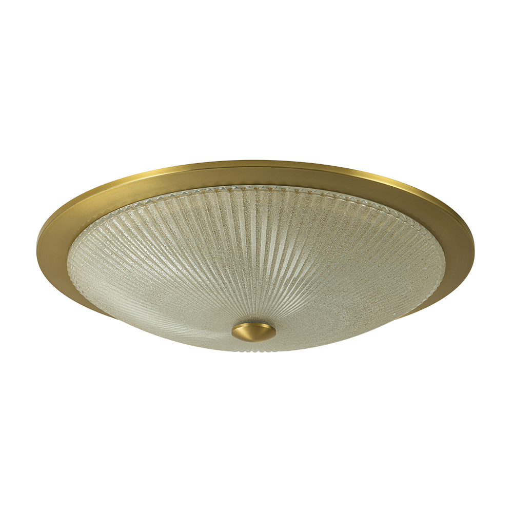 Modern Brass 4-Light Glass Bowl Flush Mount Ceiling Light with Ribbed Swirl Shade for Hallway Entryway Kitchen Bedroom Living Room
